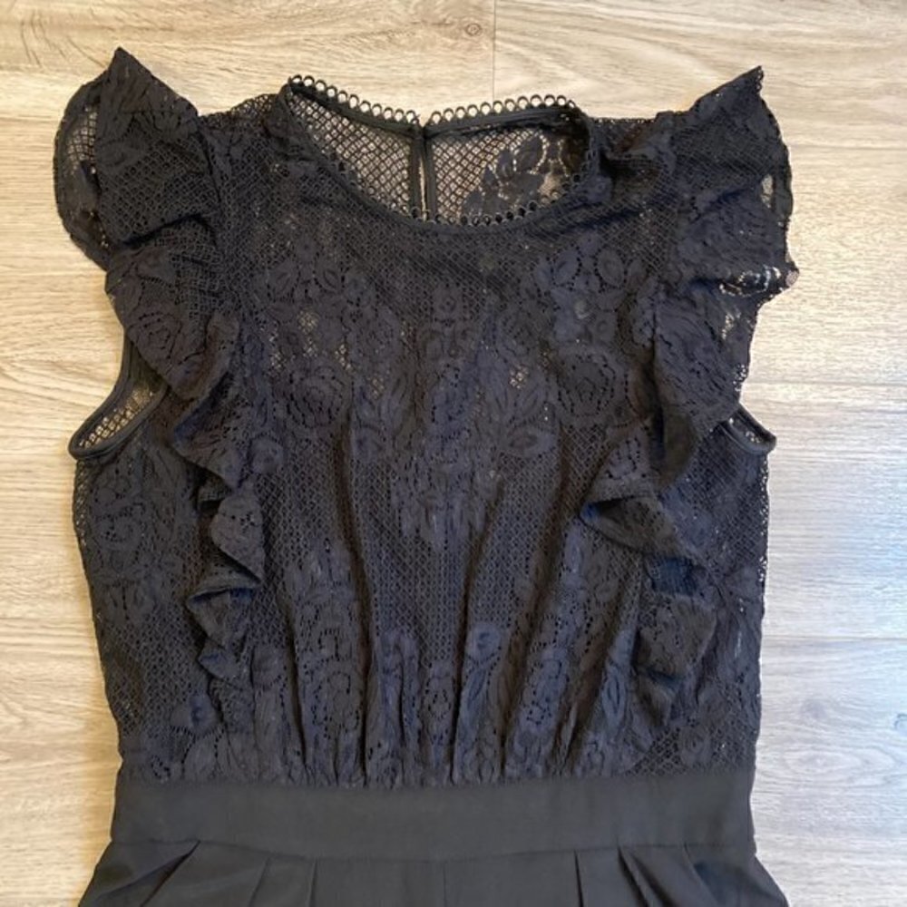 Julia Jordan Black Lace Bodice Jumpsuit Size 4 - Picture 5 of 11